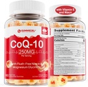 Sugar Free CoQ10 Filled Gummies 250MG, Coenzym Q10 w / Magnesium Glycinat, Niacin No- Flush Vitamin B3, E & folsyre, High Absorption CoQ10 for HEA- rt, Cellular Energy & Antioxidant