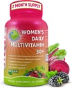 Dagligt multivitamin 50 Plus - Vegansk Methyleret Multivitamin til kvinder 50 og derover med biotin, Økologisk Superfood & Lutein - Eye, Energy, Gut & Optimal Health Support - Let at synke kapsler
