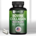 FabLab Bovine Collagen Type I tillæg - Ernæringstilskud til fælles, nerve & ben støtte - Non-GMO, Anti- Aging Kosttilskud med hydrolyserede peptider - 100 kapsler
