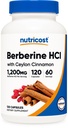 Nutricost Berberine HCl med Ceylon kanel kapsler (120 kapsler, 60 Servere) - Non- GMO, Animal- Free Product