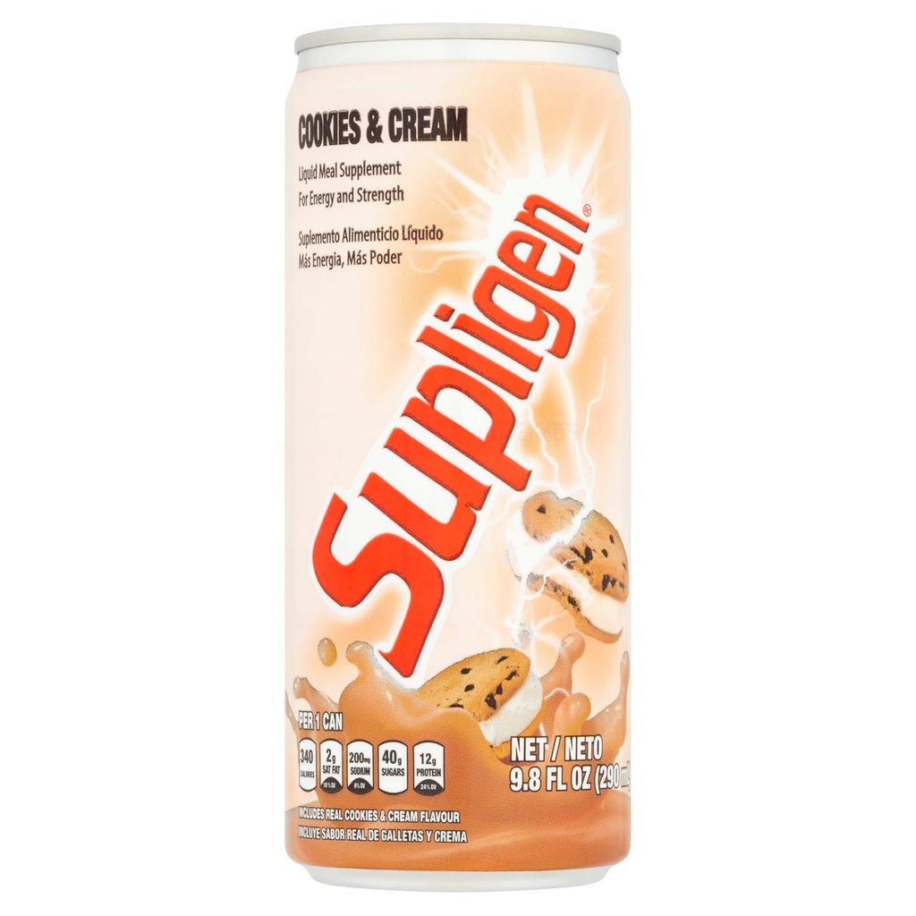 Supligen Cookies og Cream Liquid Meal Supplement, 9.87 oz (Pack of 12) - Protein & Vitamin Shake for Energy, Styrke & Inddrivelse - Ready- to- Drink Nutritional Meal