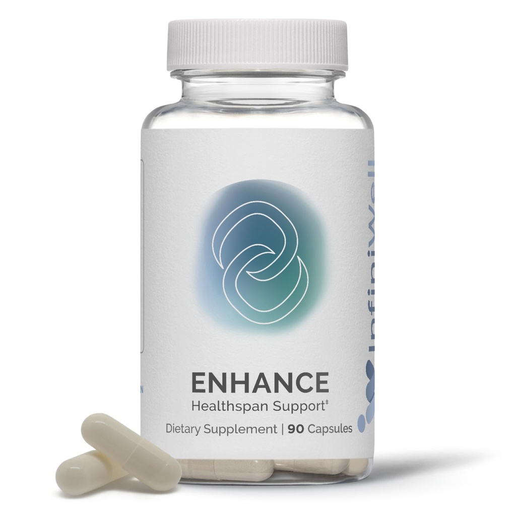 InfiniWell Enhance - Sund aldring, Longevity Supplement med Trimethylglycin (TMG) - Opmuntre cellulær fornyelse & Mitokondriel sundhed - Hjælp med at fremme healthspan & Epigenetiske Aging (90 kapsler)