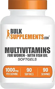 BulkSupplements.com Multivitamin til kvinder Softgels - Daily Multivitamin Supplement, Multimineral til kvinder med fiskeolie - Gluten Free, 1 Softgel per servering (1000 mg), 90 Greve (pakke med 1)