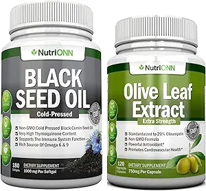 Black Seed Oil Softgels & Olive Leaf Extract Kapsler Combo - målrettet immunforsvar
