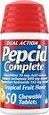 Pepcid Complete Acid Reducer + Antacida for Acid Reflux, 10mg Famotidin, 800mg Calciumcarbonat & 165mg Magnesiumhydroxid per Heartburn Tablet, Antacida Chews, Tropical Fruit, 50 ct