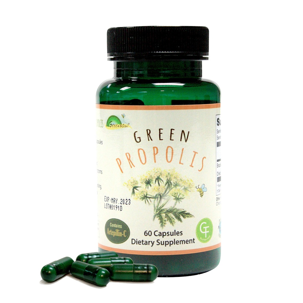 Greenbow Green Propolis - Ægte Brasiliansk Green Propolis, Indeholder Artepillin C - En af de mest næringsrige pakket (Vegan Capsule)