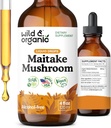 Wild & Organic Maitake Mushroom Tinktur - immunsupport - Flydende Maitake Mushroom Extract - Vegan, Sukker & Alkohol- Free Drops - 4 fl oz