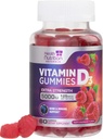 D3- vitamin Gummies 5000 IE (125 mcg) - Triple Strength Bone and Immunation Support, D- vitamin Gummies Kosttilskud, Nature 's Berry D Vitamin Supplement, Raspberry Flavored, Non- GMO - 60 Gummies
