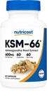 Nutricost KSM- 66 Ashwagandha Root Extract 600mg, 60 Veggie Caps - 5% Withanolides - with BioPerine - Full- Spectrum Root Extract