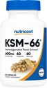 Nutricost KSM- 66 Ashwagandha Root Extract 600mg, 60 Veggie Caps - 5% Withanolides - with BioPerine - Full- Spectrum Root Extract