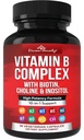 Divine Bounty Super B Complex Vitaminer - Alle B vitaminer herunder B12, B1, B2, B3, B5, B6, B7, B9, folsyre - vitamin B supplement - støtte sund energi Metabolisme - 90 Vegetariske kapsler
