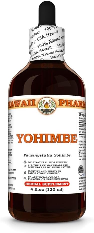 Yohimbe (Pausinystalia Yohimbe) Dry Bark Tincture, Lavet i Hawaii, All Natural, Vegan, Pure Liquid Extract - 4 fl.oz