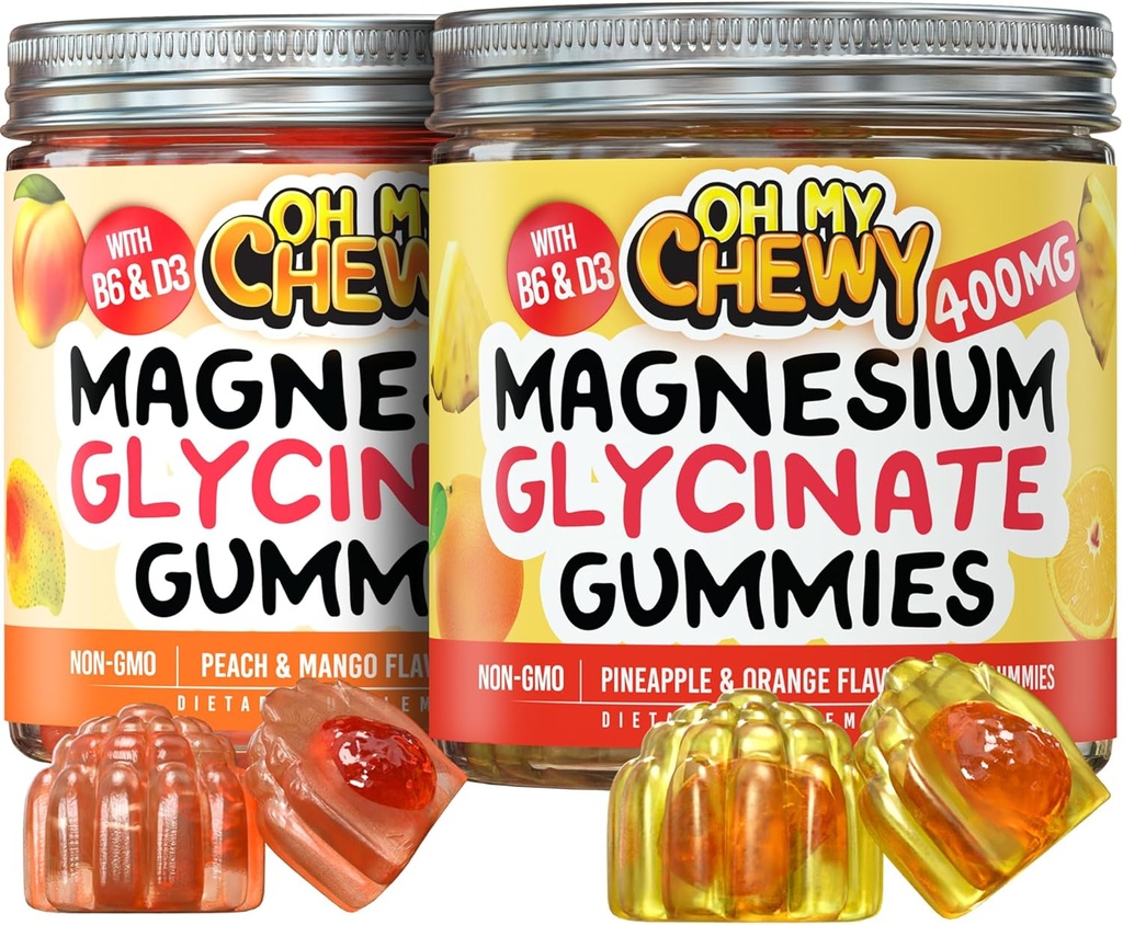 Magnesium Gummies Bundle - 2 flasker (60 stk.) - Ananas Orange & Peach Mango