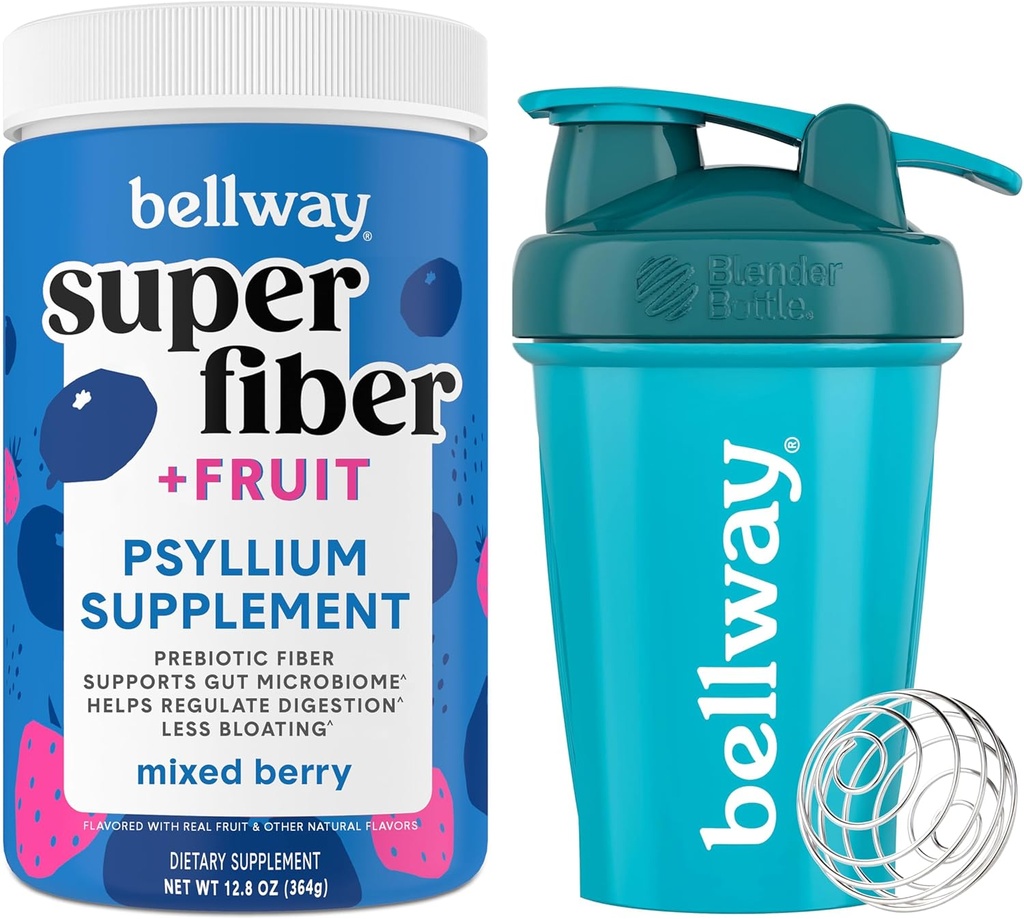 Bellway Super Fiber Powder + frugt, blandet berry shaker flaske bundle
