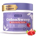 ColonSweep - Strawberry Flavored Probiotic Psyllium Husk Powder Colon Cleanser - 7.8 oz. Gluten Free Fiber Supplement Support for Gut Health - Colon Cleanse for Bloating Relief & Detox - 30 Servere