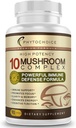 10 Mushroom Complex Nootrop Brain Supplement- Advanced Blend of Best Functional Mushrooms- Brain Memory Focus Energy, immunsupport- Lions Mane- Reishi- Cordyceps- Chaga- Turkey Tail (90 kapsler)
