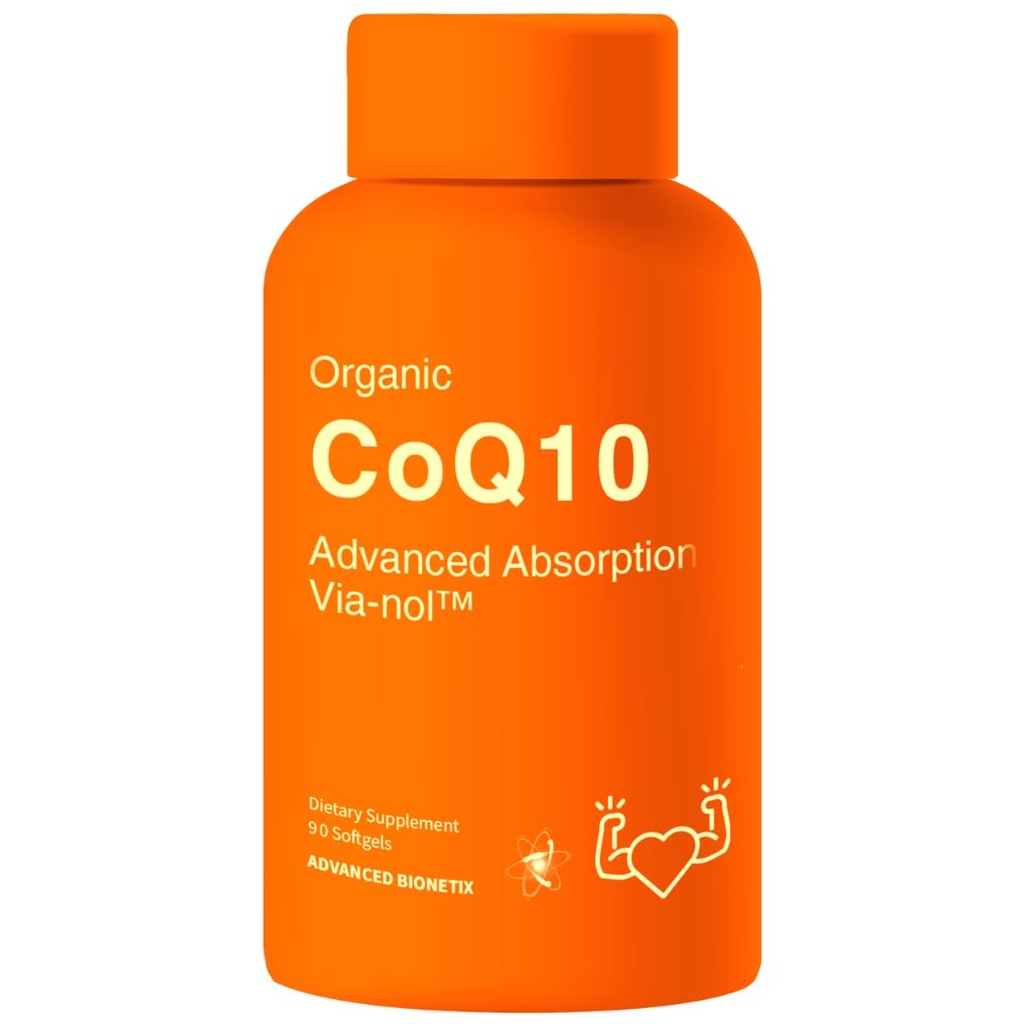 Advanced Bionetix Advanced Absorption 200mg CoQ10 w / Black Pepper Extract. 90 Softgels. Antioxidant supplement, Heart & Vaskulære Sundhed, Hjerne Sundhed, Økologisk, Gluten Free, Energiproduktion