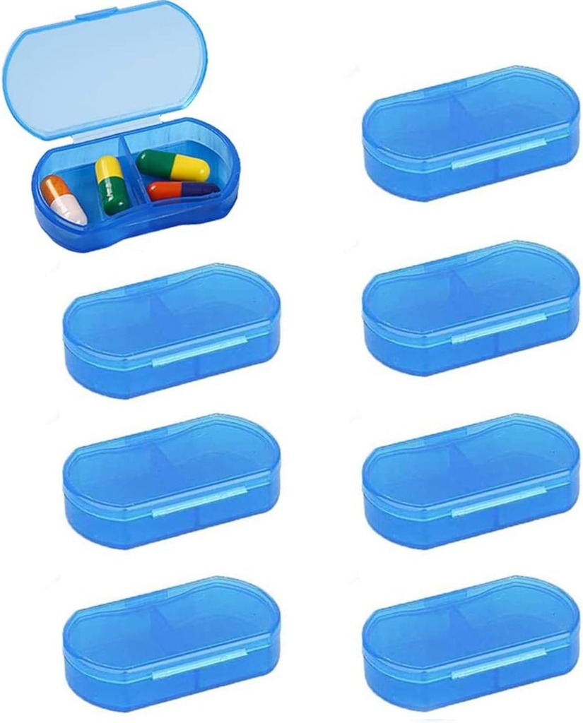 8PCS Pill Case Organizer Pocket Lille Pill Holder, Daglig AM & PM beholdere, Medicin Holder, Ideel til Medicin, Vitamin, tillæg, Perfekt til rejse, Ideel til Purse (blå)