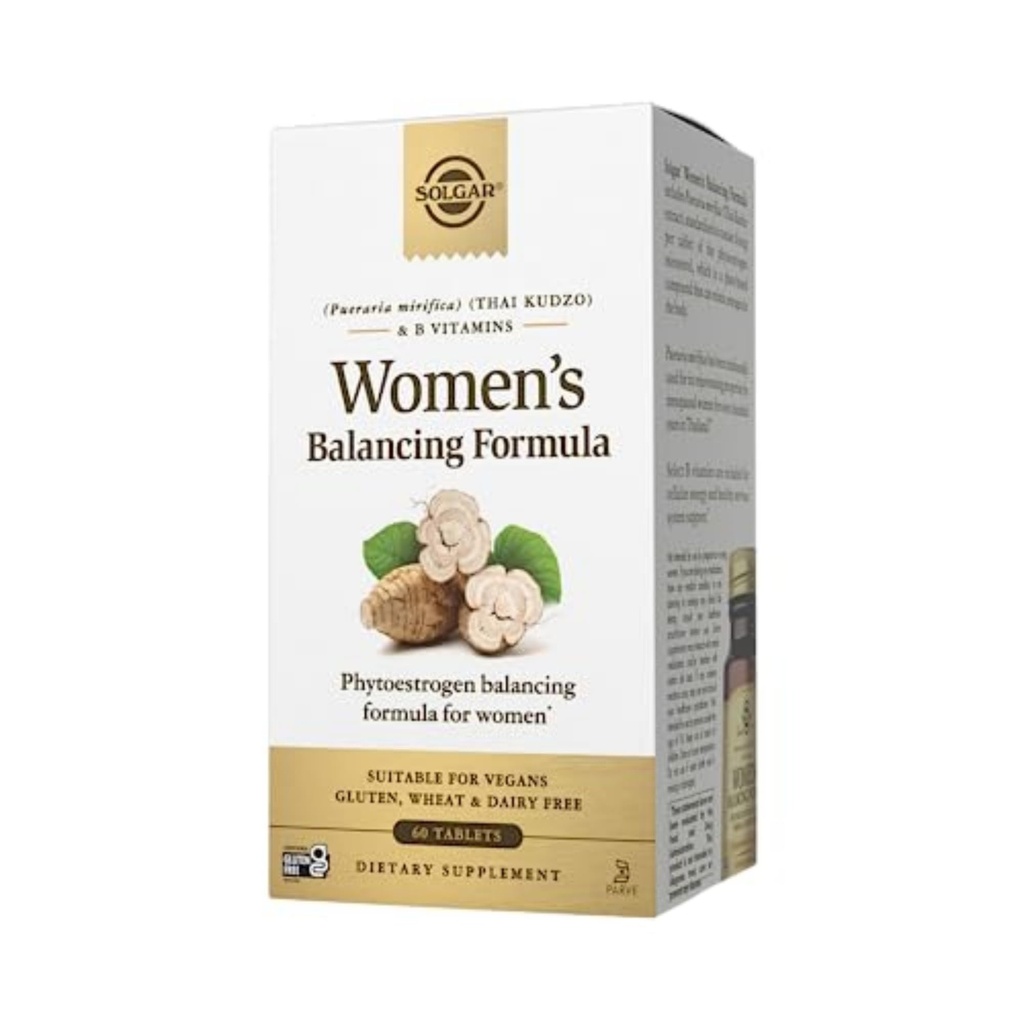 Solgar Women 's Balancing Formel, 60 tabletter - Pueraria Mirifica - Phytoøstrogen Balancing Formel, Energi Metabolisme, Nervesystemet Sundhed - Vegan, Gluten- Free, Dairy Free, Kosher - 60 Serveringer
