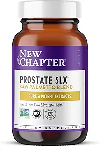 Nyt kapitel Prostatatillæg - Prostata 5LX ™ med klinisk styrke Saw Palmetto + Fermenteret Selen til mænds Wellness - 120 ct Vegetarisk Capsule