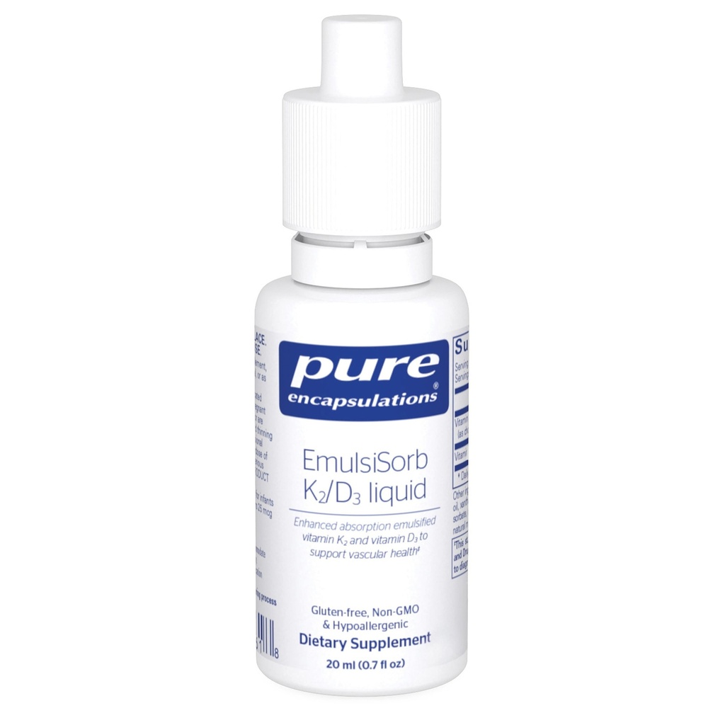 Ren indkapsling EmulsiSorb K2 / D3 Flydende faktor 124; Enhanced-Absorption Emulgeret vitamin K2 og D3 Vitamin til vaskulær helbredskontrol