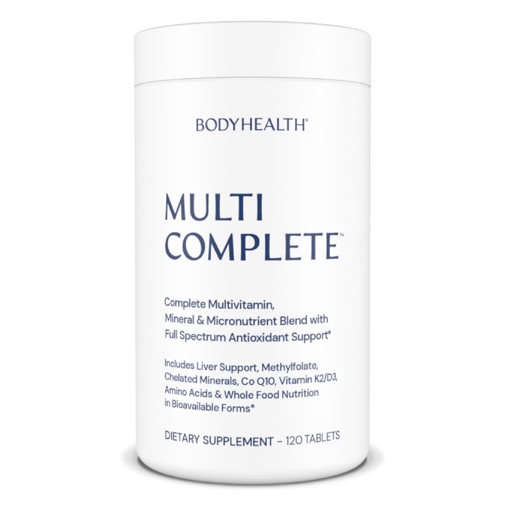 BodyHealth Multi Complete (120 Ct) Daglig Multivitamin til mænd og kvinder med hele fødevarer, mineraler, antioxidanter, økologiske grønne fødevarer koncentrat, og lever Detox Ekstrakter, Vegan og ikke-GMO