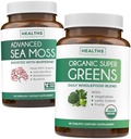 Irish Sea Moss & Organic Super Green (1-måned Supply) Supercharge Duo Bundle - Organic Irish Seamoss - Raw Vegan Superfood (60 Caps) & Organic Green Powder med 28 frugter & grøntsager (60 Caps)
