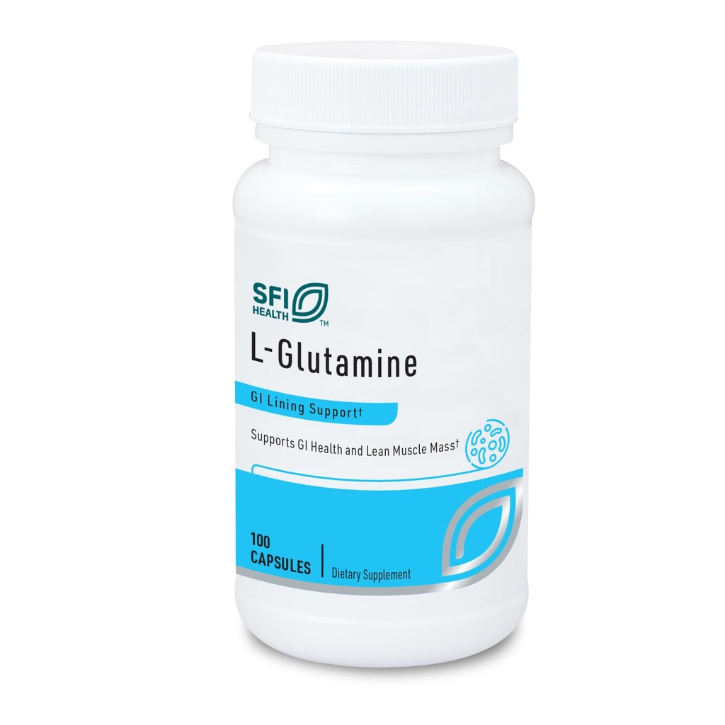 Klaire Labs SFI Health L Glutamine Capsules - 500 Milligrams Hypoallergenic Amino Acids Supplement - Supports Muscle & GI Function - Dairy Free & Gluten Free (100 Capsules)