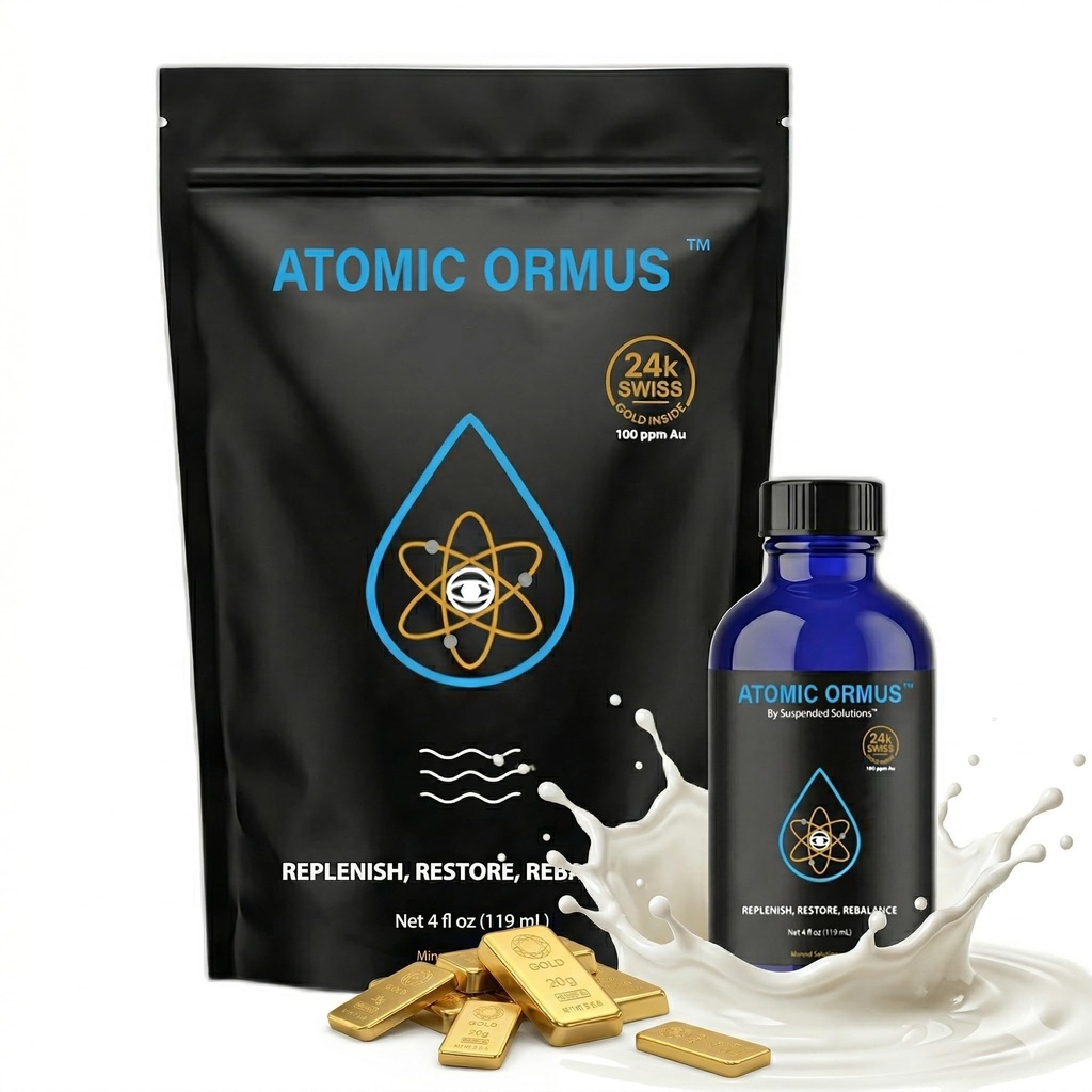 Liquid Monoatomic 24k Gold ORMUS – 4oz, 24k Gold Platinum Iridium ORMUS, Energetically Enhanced, Memory, Energy, Stamina & Vitality, Vegan Supplement
