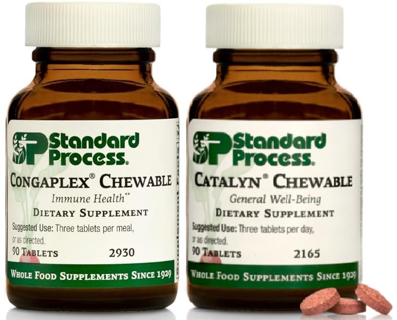 Standard Process Children 's Wellness Chewable Bundle - Congaplex & Catalyn Supplement Kit - Immun & Cell Function Support Support - Nutritional Supplements for Samlet Sundhed