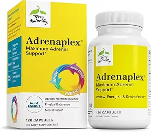 Terry Naturally Adrenaplex - Adrenal Gland Function Supplement - Glandular Support with Vitamins C & B6 - Dietary Supplement to Support Healthy Adrenal Function - 120 Capsules