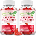 Calcium Magnesium Zinkgummier med høj absorption Magnesium 300mg, Calcium tillæg med D3 for ben, Muscles & immunforsvar for børn og voksne, Strawberry Flavor, 120 Tæl