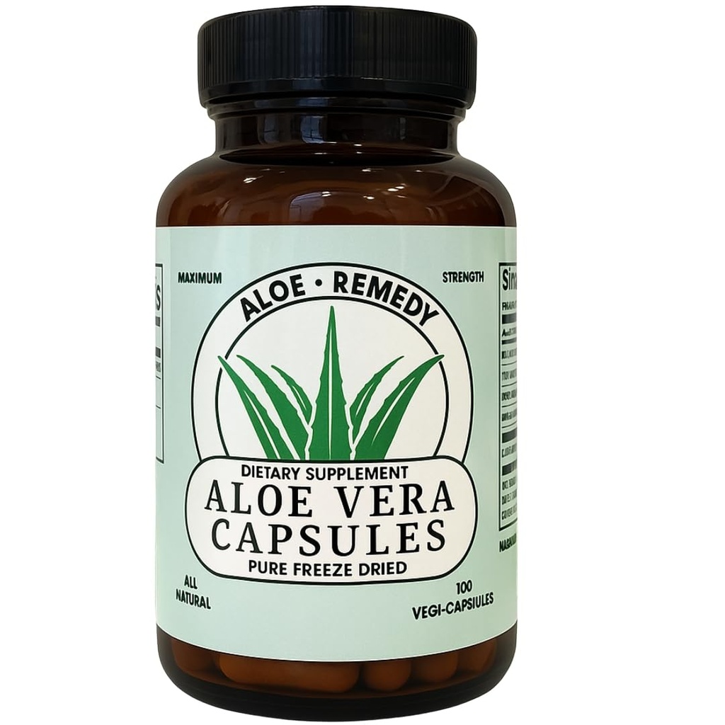 Aloe Vera Kapsler 180 Count Freeze Tørret Gel og blade pulver til IC BPS Support fordøjelse og Brege Sundhed Lavet i USA Naturligt supplement