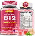 Methyl B12 Gummies 5000 mcg / 10000 mcg w / L- methylfolfolat, B6, Lions Mane Mushroom, CoQ10, PQQ, Magnesium Glycinate, Extra Strength Liposomal Vitamin B12 Complex for Energy, Focus, Brain & Immunity 1Pack