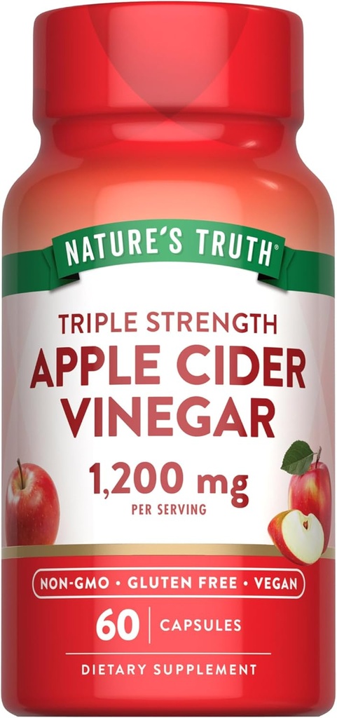 Nature 's Truth Apple Cider Vinticaria Vegan Kapsler Note 124; 1200mg