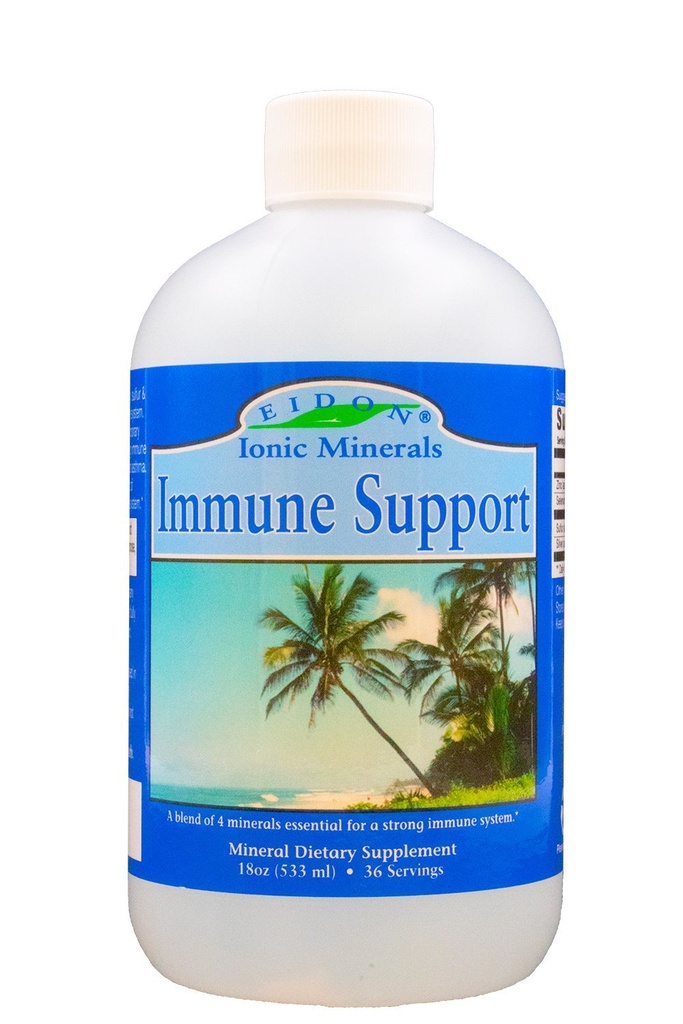 Eidon Ionic Minerals Liquid Immunity Support Supplement med zink, Selen, vedligeholder & støtter immunsystem, biotilgængelig, Ingen tilsætningsstoffer - 18 oz