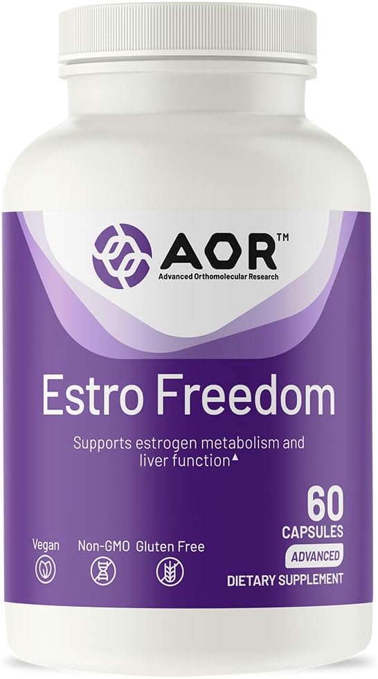 AOR, Estro Freedom, Vegan, Natural Supplement til støtte sund østrogen balance og sund, regelmæssig menstruation, 60 Kapsler (30 Servere)