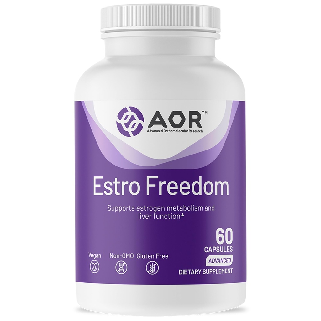 AOR, Estro Freedom, Vegan, Natural Supplement til støtte sund østrogen balance og sund, regelmæssig menstruation, 60 Kapsler (30 Servere)