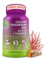 Plant- baseret Calcium 500mg (Aquamin) - Vegansk Calcium Magnesium Zink D3 med vitamin K2 & Økologisk gurkemeje - Forbedret ben og muskel sundhed & styrke, immunforsvar for kvinder & mænd - 90 Greve