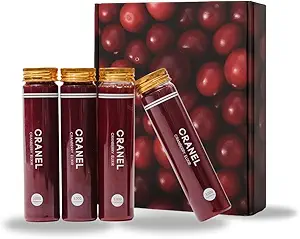 CRANEL UTI Support Cranberry Elixir, 4X Flasker (Monthly Supply) Clinically-Proven & Antibiotic- Free, Pakket med 3.000 Real Cranberries (Tart Taste) Vegan & Non- GMO, Zero Tilføjet sukker