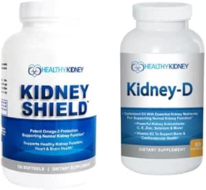 Nyre Skjold Support Omega 3 Nyre Rengøring Kidney- D supplement D-vitamin Bundle