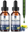 Mullein Drops til Lungs, Lung Detox & Cleanse, Vegan Mullein Leaf Extract Tinktur med Chlorophyll Elderberry, etc, Natural Herbal supplement til luftveje, immunforsvar, 60 Servere