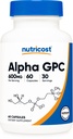 Nutricost Alpha GPC 600 mg, 60 vegetariske kapsler - Non-GMO og Gluten Free, 300mg Per Capsule