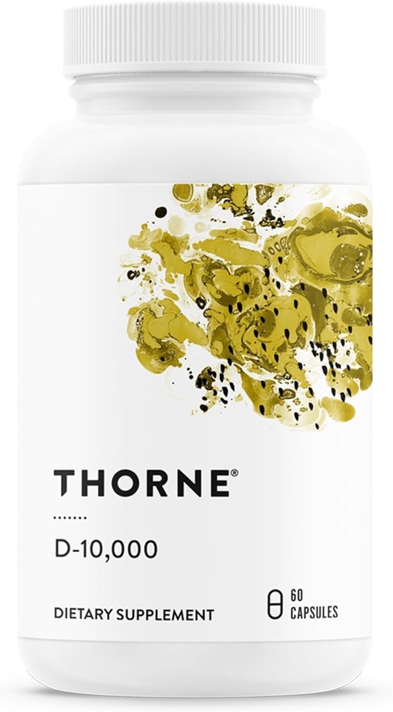 THORNE - D3- vitamintilskud - understøtter sunde knogler, tænder, muskler, kardiovaskulær og immunfunktion * - Gluten, Dairy & Soy- Free - 10.000 IE - 60 Servere