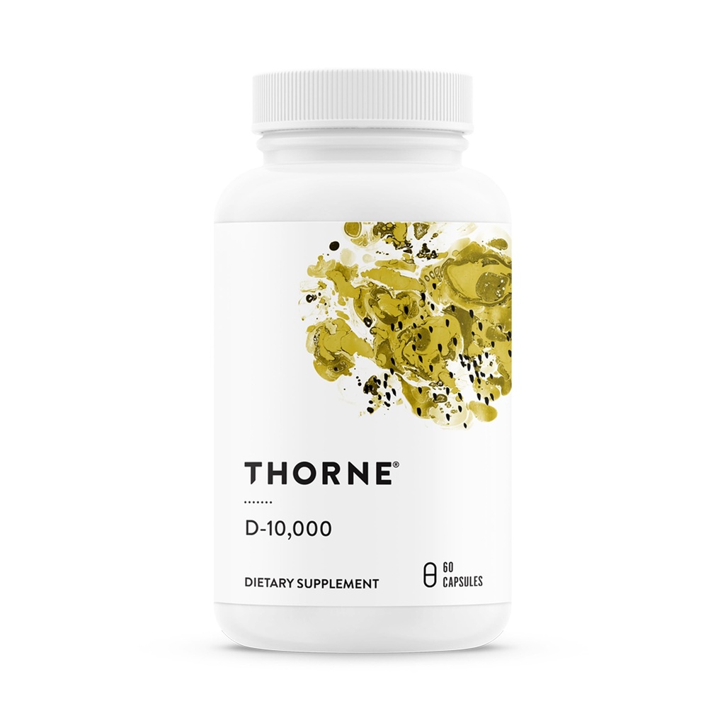 THORNE - D3- vitamintilskud - understøtter sunde knogler, tænder, muskler, kardiovaskulær og immunfunktion * - Gluten, Dairy & Soy- Free - 10.000 IE - 60 Servere