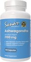 Sanar Naturals Ashwagandha 2,100 mg - Stress & Mood Support - fremmer fokus og vedvarende energi, Ashwaghanda Powder og Root Extract Blend med sort pepper - ikke-GMO, 120 kapsler