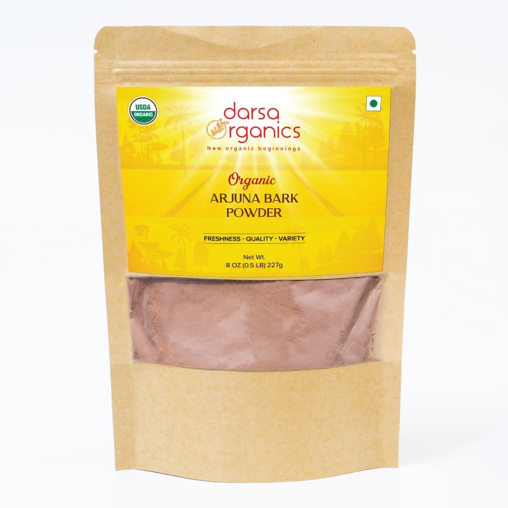 Arjuna Powder, 8 oz - USDA Organic Terminalia Arjuna for Cardiovaskulær Support, Heart Health and Blood Pressure Maintenance, Arjuna Bark Powder, Non- GMO, Gluten- Free, Kosher