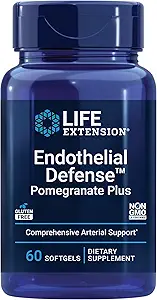 Life Extension Endotelial Defense Pomegranate Plus - Pomegranat frø, blomst og frugt ekstrakt Formel tillæg for hjerte og endotelial sundhed - Glutenfri, non-GMO - 60 Softgels