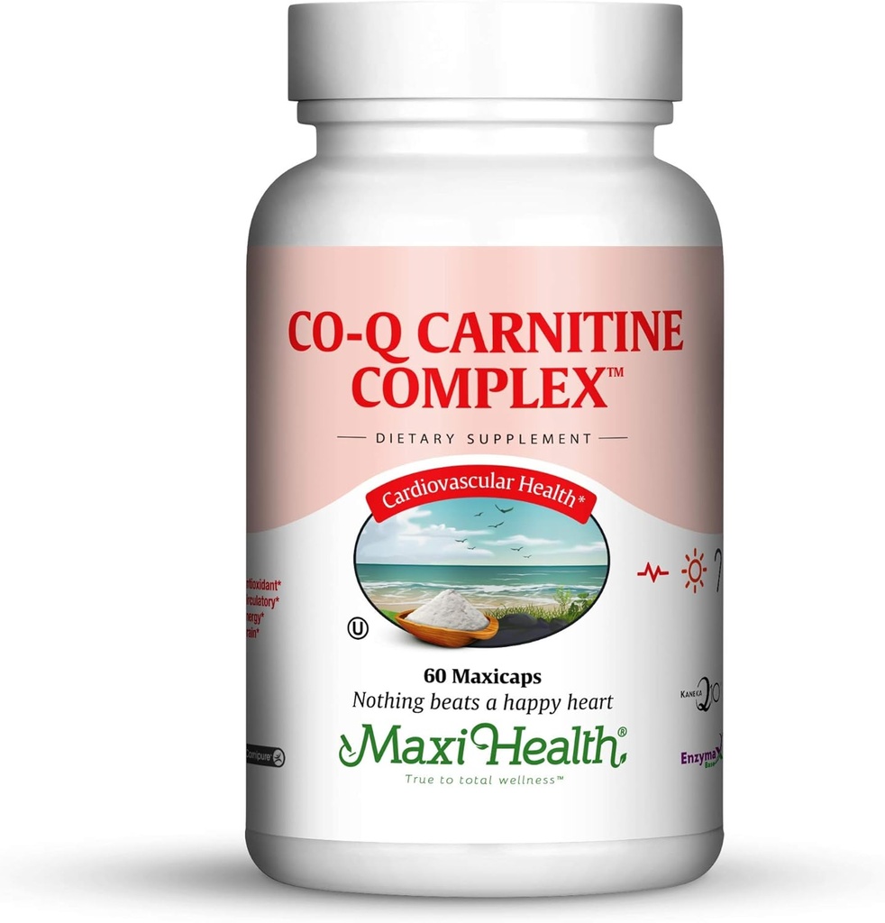 Maxi Health Coq Carnitine Complex - Coenzym Q10 & L- Carnitin - Heart Health - 60 Kapsler - Kosher (CAR)