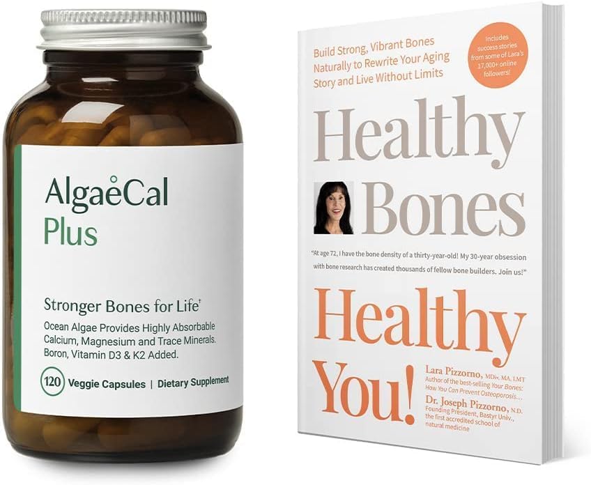 ALGAECAL Bundle Calcium supplement til kvinder & mænd D3-vitamin & K2, Magnesium og bog af Lara Pizzorno sunde knogler sunde dig, at øge knoglerelateret sundhed, 1-måned Supply